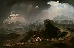 Xosué ordenar al sol que permaneza en Gabaón. Pintura de John Martin, 1816