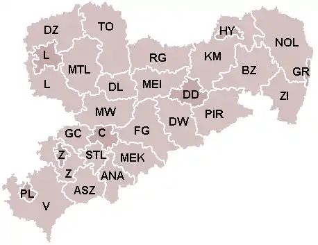 Landkreiskarte: Sachsen