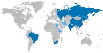 Mapa de los países BRICS