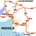 Rede d'autopistes de Marsella.