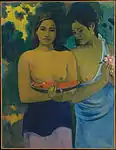 Pechos con flores coloraes, o Dos tahitianes con flores de mangu (1899)