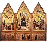 El llamáu "trípticu" o "polípticu Stefaneschi", de Giotto, ca. 1320 (vista anterior -rectu-).