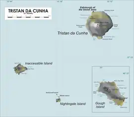 Mapa del grupu de Tristan da Cunha (incluyendo la islla Gough).