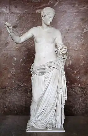 Venus de Arles, copia romana de la Afrodita de Tespias de Praxíteles, Grecia, segunda metá del sieglu IV e.C..