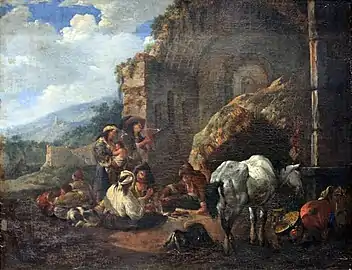 Qədim Roma xarabalığında qaraçı dəstəsi, 1671, Ştedel Rəssamlıq İnstitutu