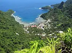 Waterfront village, seen from above