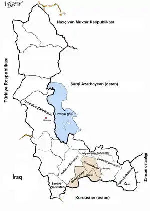 Bükan şəhristanı xəritədə