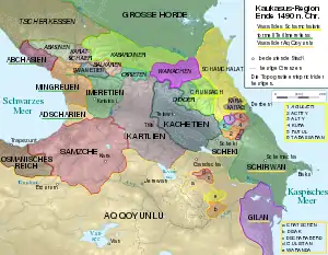 Qafqazın 1490-cı il üçün siyasi xəritəsində Şəki hakimliyi