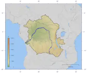 Konqo çayının hövzəsi. Konqo çökəkliyi onun mərkəzi hissəsində yerləşir.