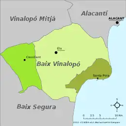 Baxo-Vinalopa xəritədə