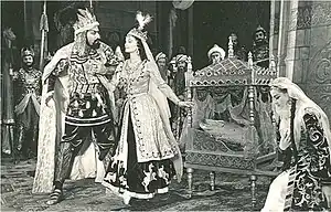 "Nizami" operasının 12 dekabr 1948-ci ildə baş tutan ilk premyerasından bir səhnə, Azərbaycan Dövlət Opera və Balet Teatrı, Bakı