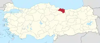 Ordu ili xəritədə