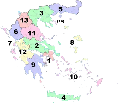 Карта периферий Греции