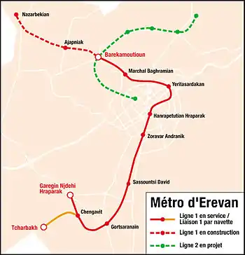 İrəvan metrosunun sxemi