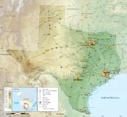 Texas xəritədə