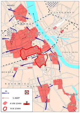 Üsyanın sxemi, 1.08 – 2. oktyabr 1944