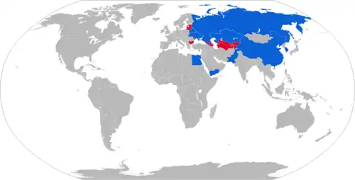 Карта аператараў Т-80. Сучасныя аператары вылучаныя сінім, былыя — чырвоным