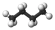 Ball and stick model of butane