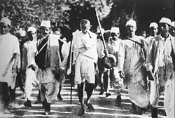 Gandhi during the Salt March, 1930