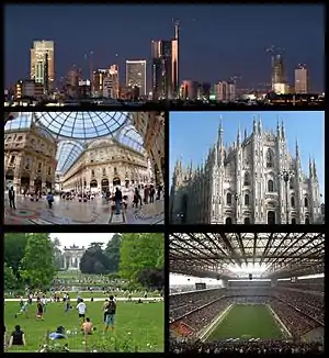 Porta Nuova Business District, Galleria Vittorio Emanuele II, Duomo, Parco Sempione with the Arch of Peace in the background, San Siro Stadium.