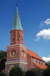 Die frühere Marienkirche und heutigeHerz-Jesu-Kirche in Łobez