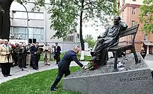 Michalkow-Denkmal (2014, Einweihung mit Präsident Putin), Powarskaja-Straße, Moskau