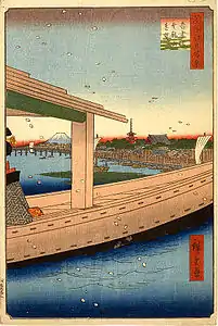 Der Sumidagawa mit der Azumabashi in den 100 berühmten Ansichten von Edo