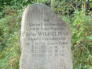 Gedenkstein an die kaiserliche Jagd in der Rominter Heide Nähe Warnen Sept 2010