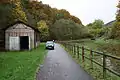 Lokomotivschuppen der Treidelbahn oberhalb Schleuse 15