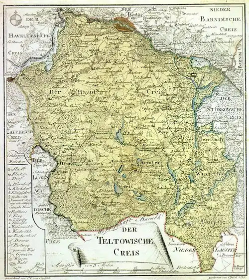 Der Kreis Teltow um 1788. Karte des Carl Ludwig von Oesfeld