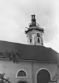 Turm während der Neueindeckung 1971