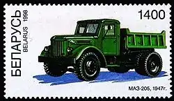 MAZ-205 von 1947 auf einer belarussischen Briefmarke