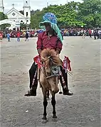 Reiter mit geschmückten Timor-Pony