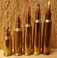 von Links:.22 TCM, .221 Remington Fireball, .222 Remington, .223 Remington, .222 Remington Mag.