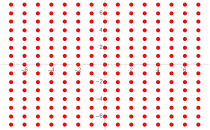 Bei zweiter Ordnung liegen die Lösungen schematisch auf einer „Ebene“ (zweidimensional). Das angedeutete Muster setzt sich bis ins Unendliche fort.