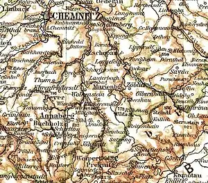 Lage der Amtshauptmannschaft Marienberg 1895