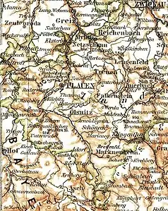 Lage der Amtshauptmannschaft Oelsnitz 1895