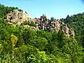 Falkenstein-Felsen über der Schlucht bei Berau