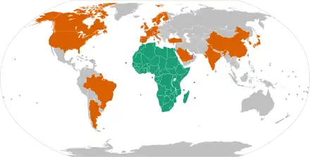 Karte der regionalen und nichtregionalen Mitgliedsländer der Afrikanischen Entwicklungsbank