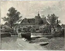 ehem. Schloss Hagensdorf bei Komotau, 1890, devastiert für Braunkohletagebau, Nordböhmen, Egergraben