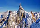 Aiguille du Midi aus dem Hubschrauber fotografiert