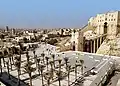 Zitadelle von Aleppo, Palmenplatz und Blick auf die Zitadelle