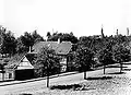 Klostermühle Benden um 1925 mit Schloten von Roddergrube links und Gruhlwerk rechts