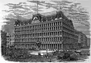 Das „alte“ Public Ledger Building der gleichnamigen Zeitung in Philadelphia, erbaut 1867. Nach dem Abriss 1920 Neubau an gleicher Stelle durch Horace Trumbauer 1924.