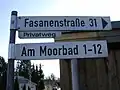 Beschilderung Fasanenstraße Am Moorbad