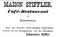 Annonce für die Maison Stiffler 1876