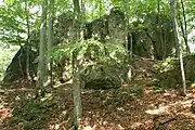 Bild 10: Der Felsen der die Oberburg Riegelstein trug, von der Unterburg aus