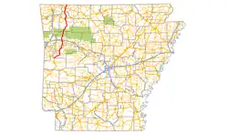 Karte der Arkansas State Route 23