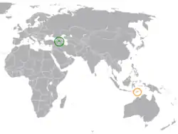 Lage von Armenien und Osttimor