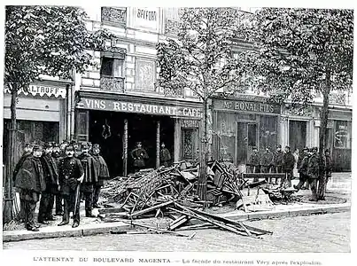 Zustand nach der Explosion im Restaurant Véry Nr. 24 am 25. April 1892